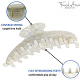 French Amie Contour Large 4 ¾” Celluloid Handmade Jaw Hair Claw Clip for Women