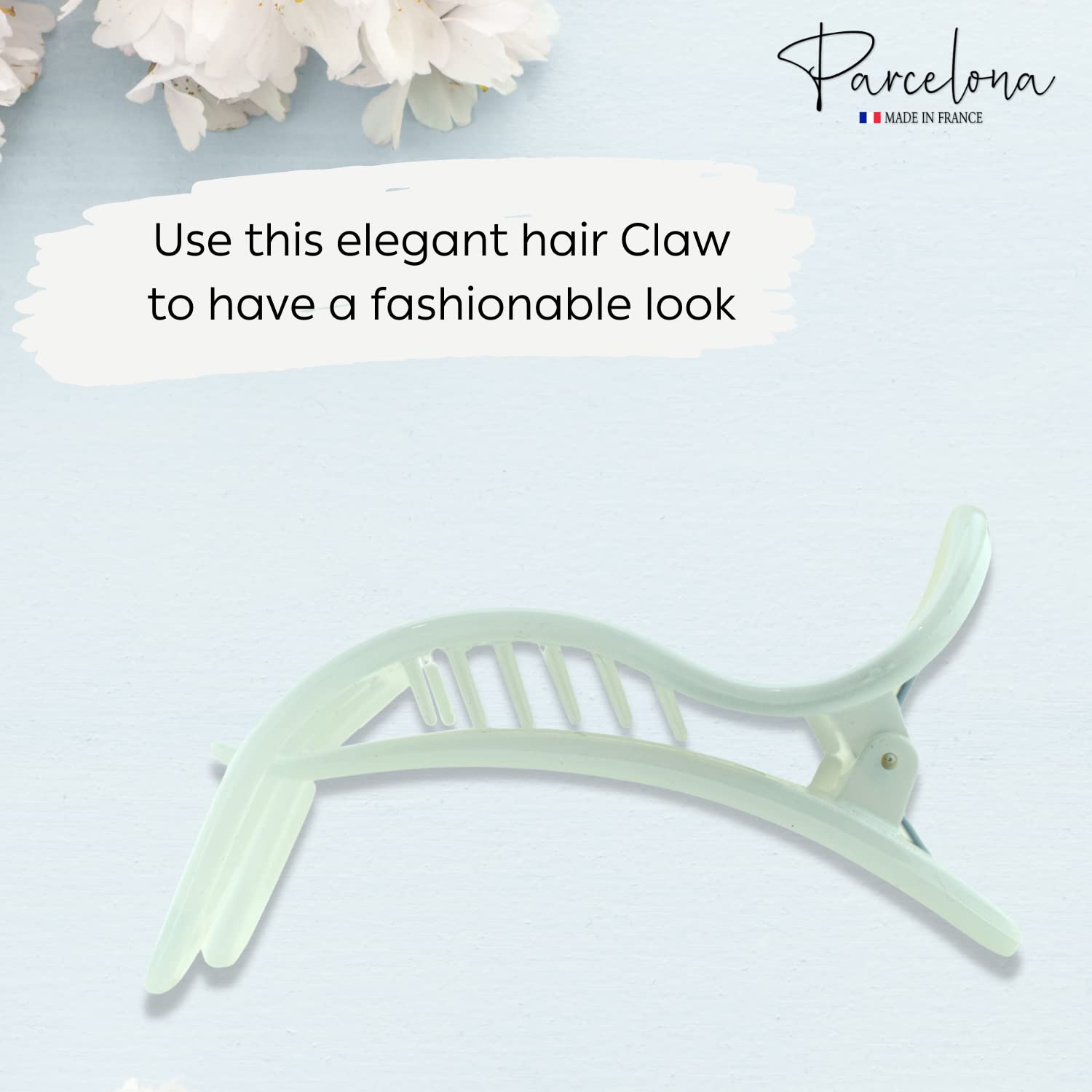 Parcelona French Simply Bear Paw Medium 3” Cellulose Hair Claw Clip for Women