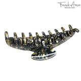 French Amie Contour Large 4 ¾” Celluloid Handmade Jaw Hair Claw Clip for Women