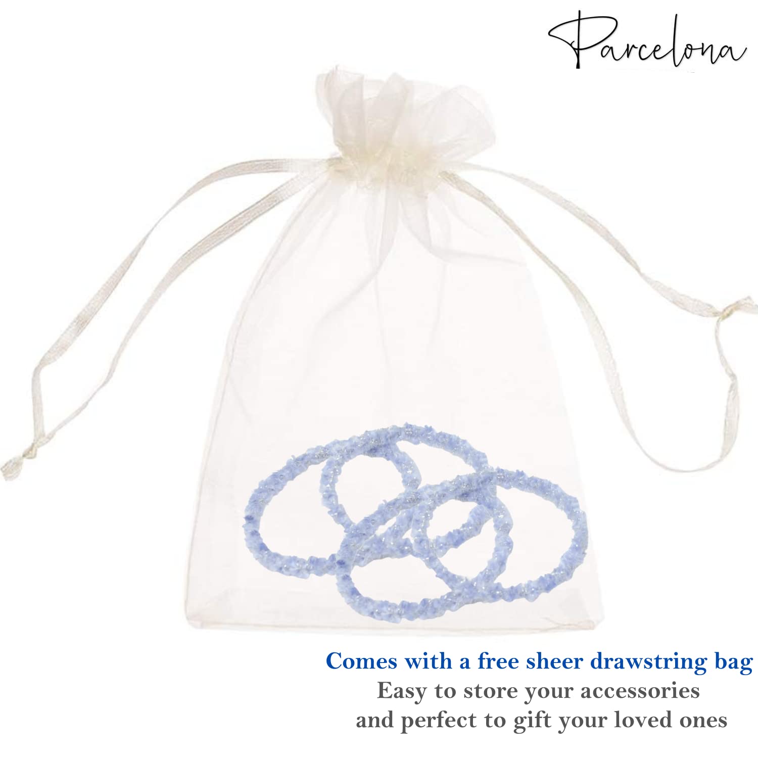 Parcelona Flexible Set of 4 Chenille Ponytail Holder Elastic Hair Ties