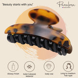 Parcelona French Glossy Oval Medium 3.5" Celluloid No Slip Hair Claw for Women