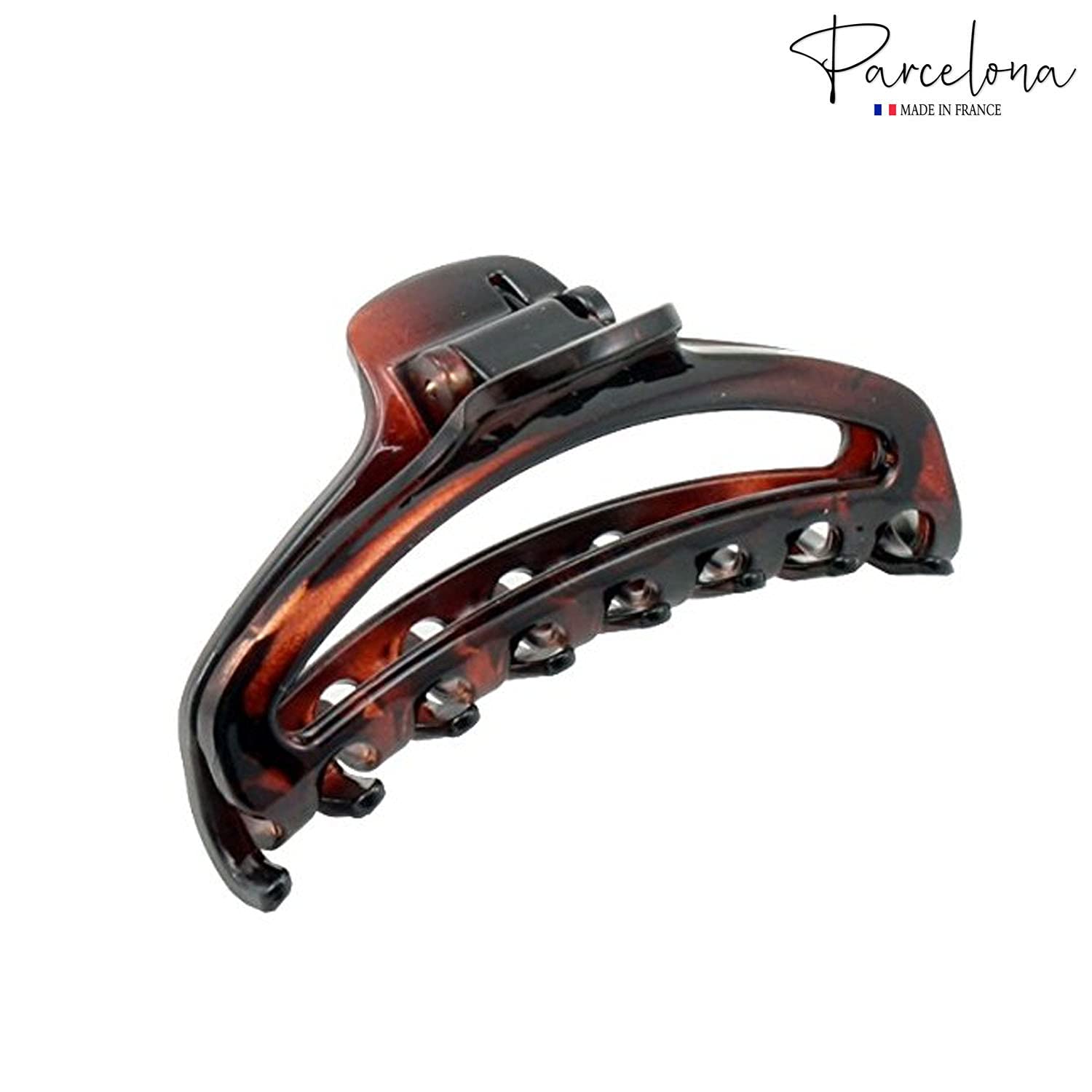 Parcelona French Slim Small Shell Celluloid Jaw Hair Claw Clip for Women