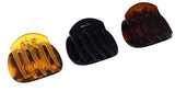 Parcelona French Onde Shell Black Savana Small Celluloid Side Hair Claw 3 Pieces