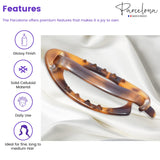 Parcelona French Plain Oval Small Celluloid Metal Free Hair Barrette for Women