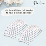 Parcelona French Swirl Savana Small Celluloid Set of 2 Side Hair Combs for Women