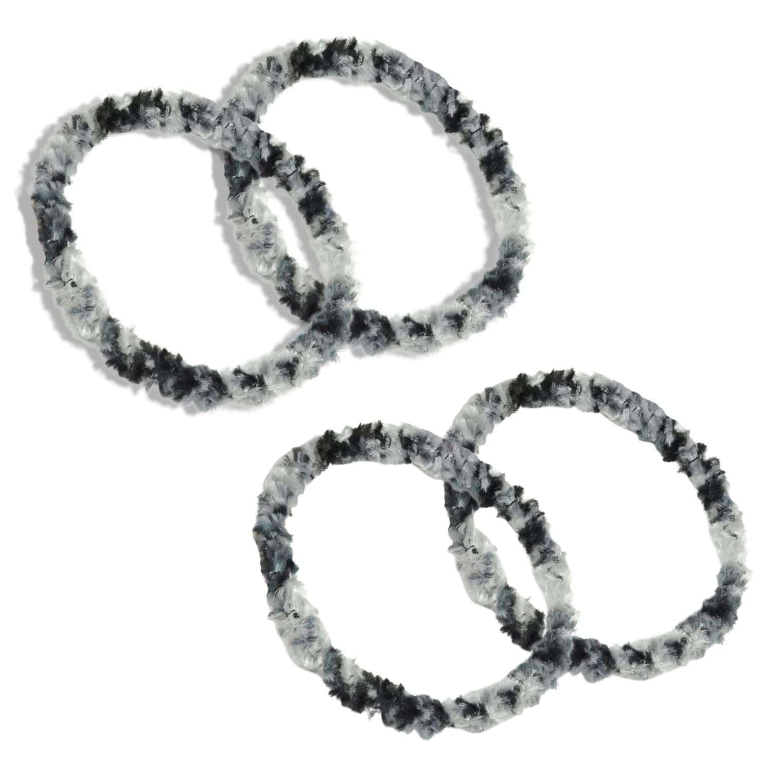 Parcelona Flexible Set of 4 Chenille Ponytail Holder Elastic Hair Ties