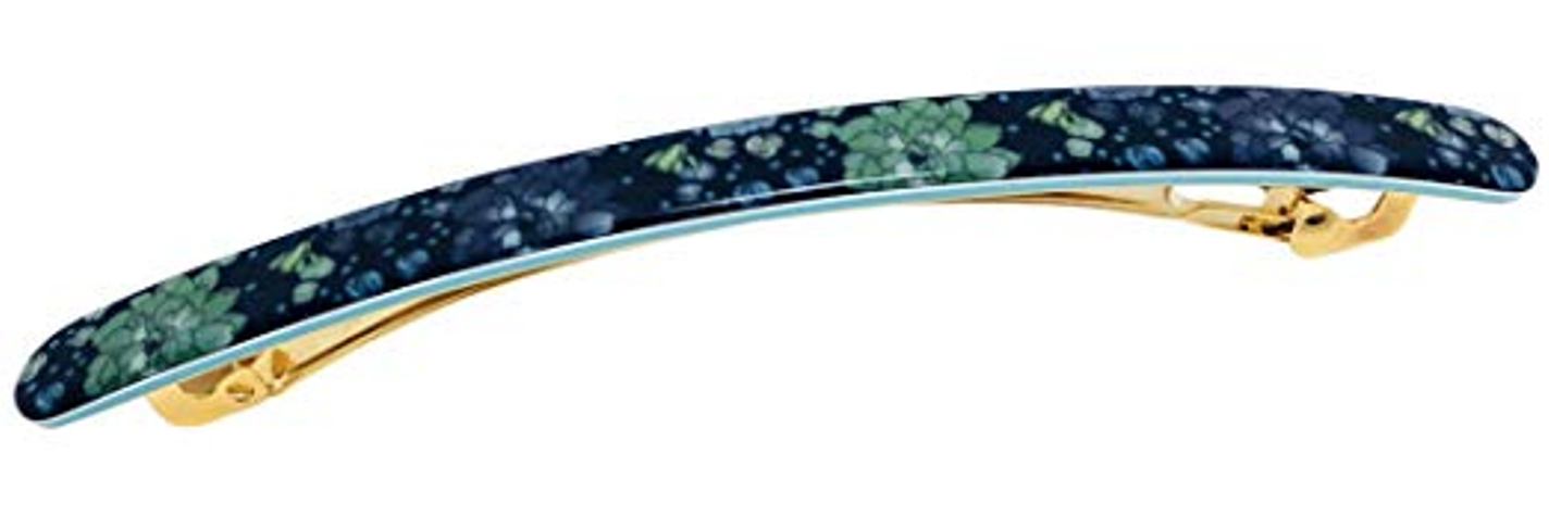 French Amie Skinny Lean Black Rounded Edges Handmade Hair Clip Barrette