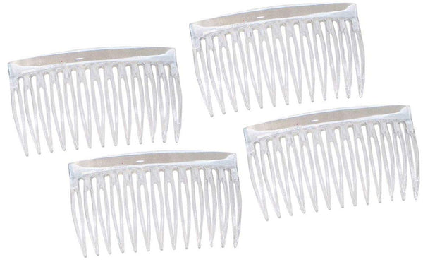 Parcelona French Oval Cut 13 Teeth Clear Celluloid Set of 4 Side Hair Combs