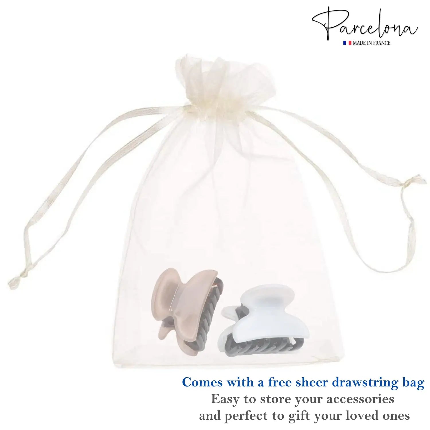 Parcelona French Glossy Oval Very Small 1.25" Cellulose Hair Claws Set of 2