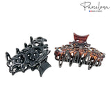 Parcelona French Beau Small Set of 2 Shell & Black Jaw Hair Claw Clip