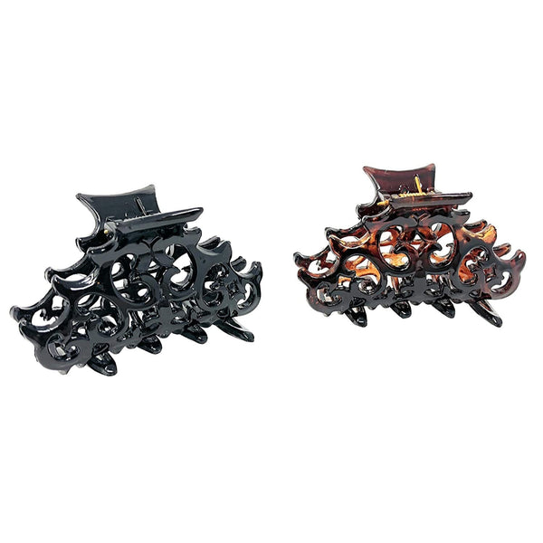 Parcelona French Beau Small Set of 2 Shell & Black Jaw Hair Claw Clip