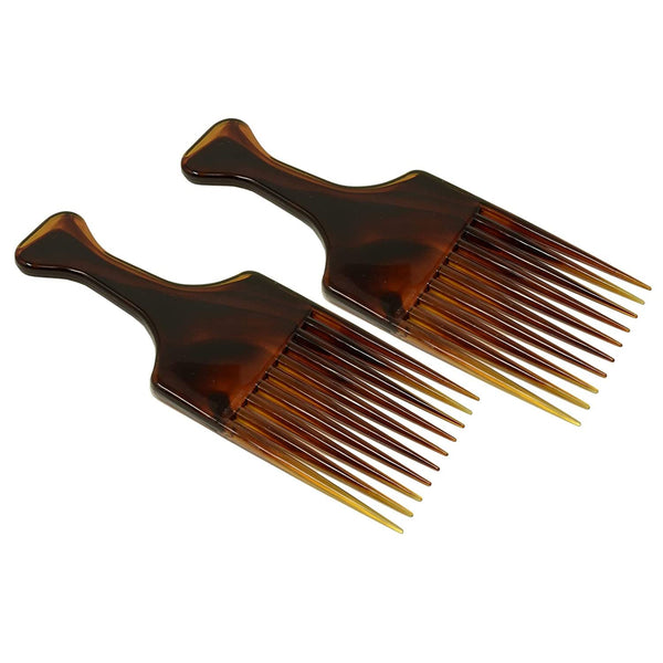 Parcelona French Afro Lift Shell Extra Large Celluloid Hairdressing Combs 2 Pcs