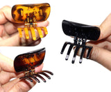 Parcelona French Onde Shell Black Savana Small Celluloid Side Hair Claw 3 Pieces