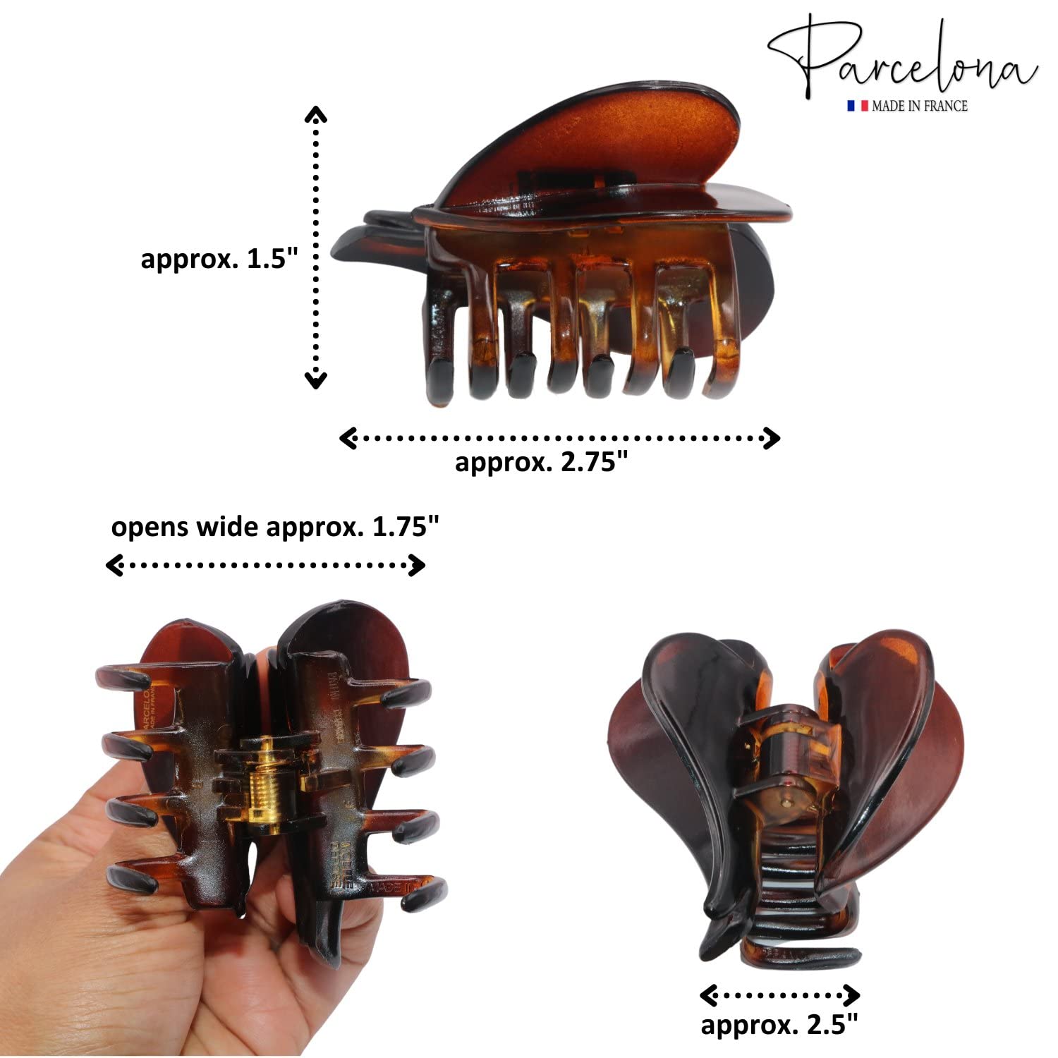 Parcelona French Heart Hair Claw Shell Red Cellulose Clip for Women