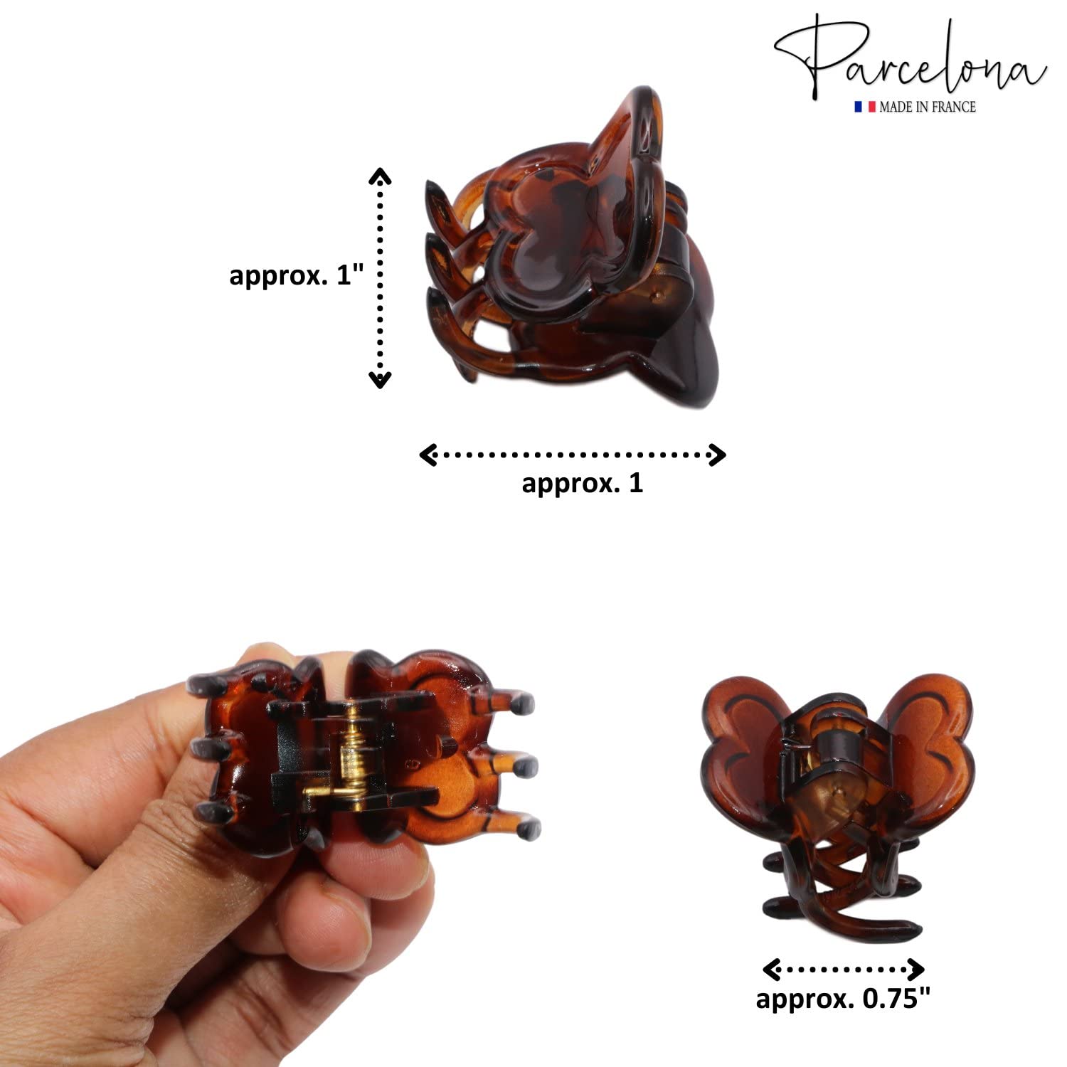 Parcelona French Petunia Mini 1” Cellulose Set of 2 Hair Claw Clips for Women