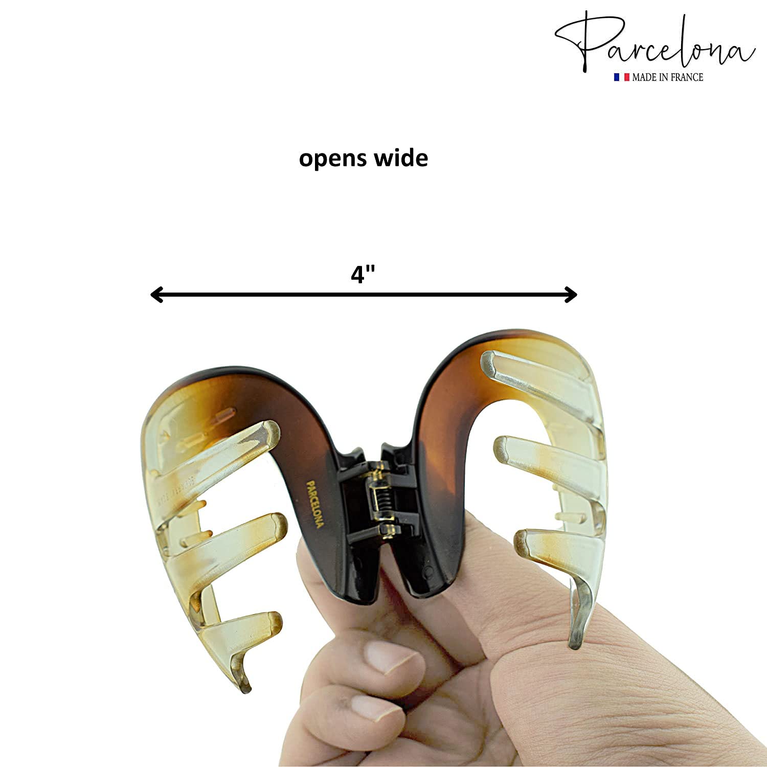 Parcelona French Heart Curve Clear N Shell Medium Cellulose Hair Claw