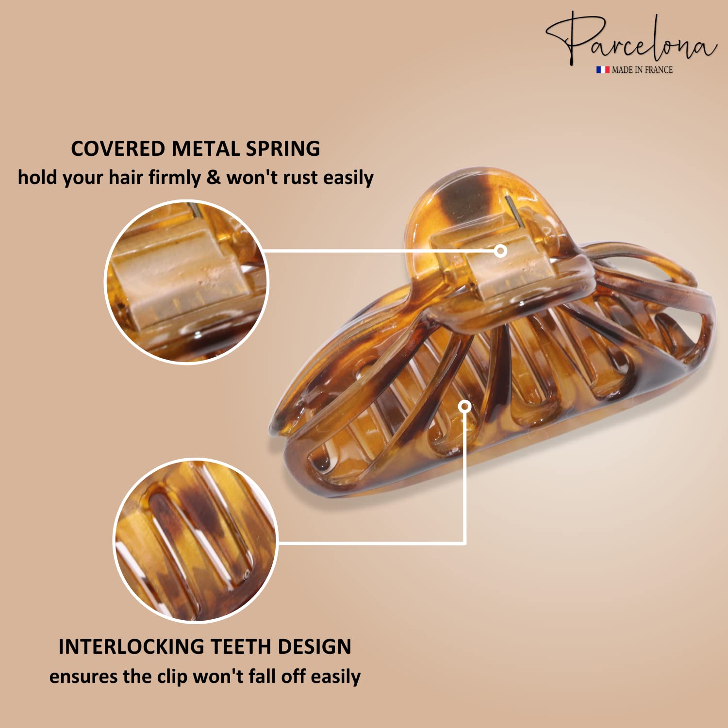 Parcelona French Rain Drop Small 2 3/4" Cellulose Jaw Hair Claw for Women