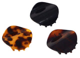 Parcelona French Onde Shell Black Savana Small Celluloid Side Hair Claw 3 Pieces