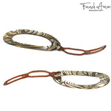 French Amie Oval Cut Out Small Handmade Celluloid Snap Hair Barrette for Women