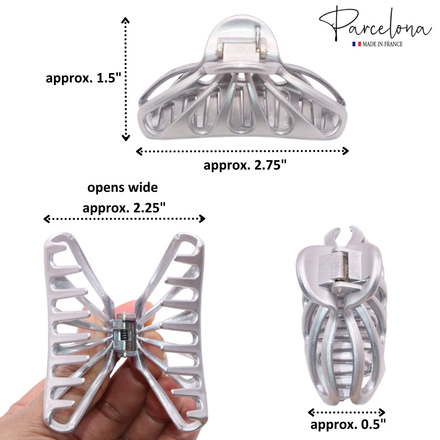 Parcelona French Rain Drop Small 2 3/4" Cellulose Jaw Hair Claw for Women