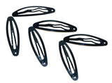 Parcelona French Ellipse Black Medium Set of 6 Metal Snap Clic Clac Hair Pins