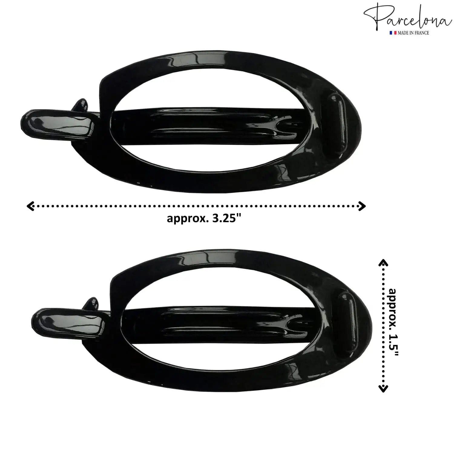 Parcelona French Plain Oval Small Cellulose Metal Free Hair Barrette for Women