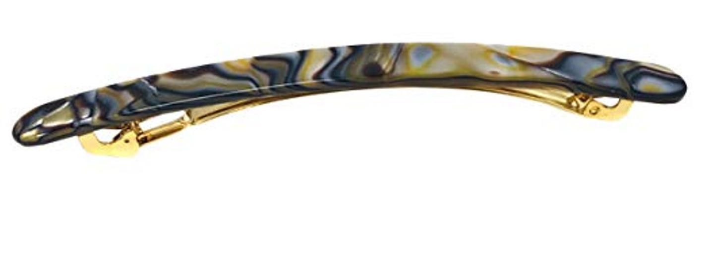 French Amie Skinny Lean Black Rounded Edges Handmade Hair Clip Barrette