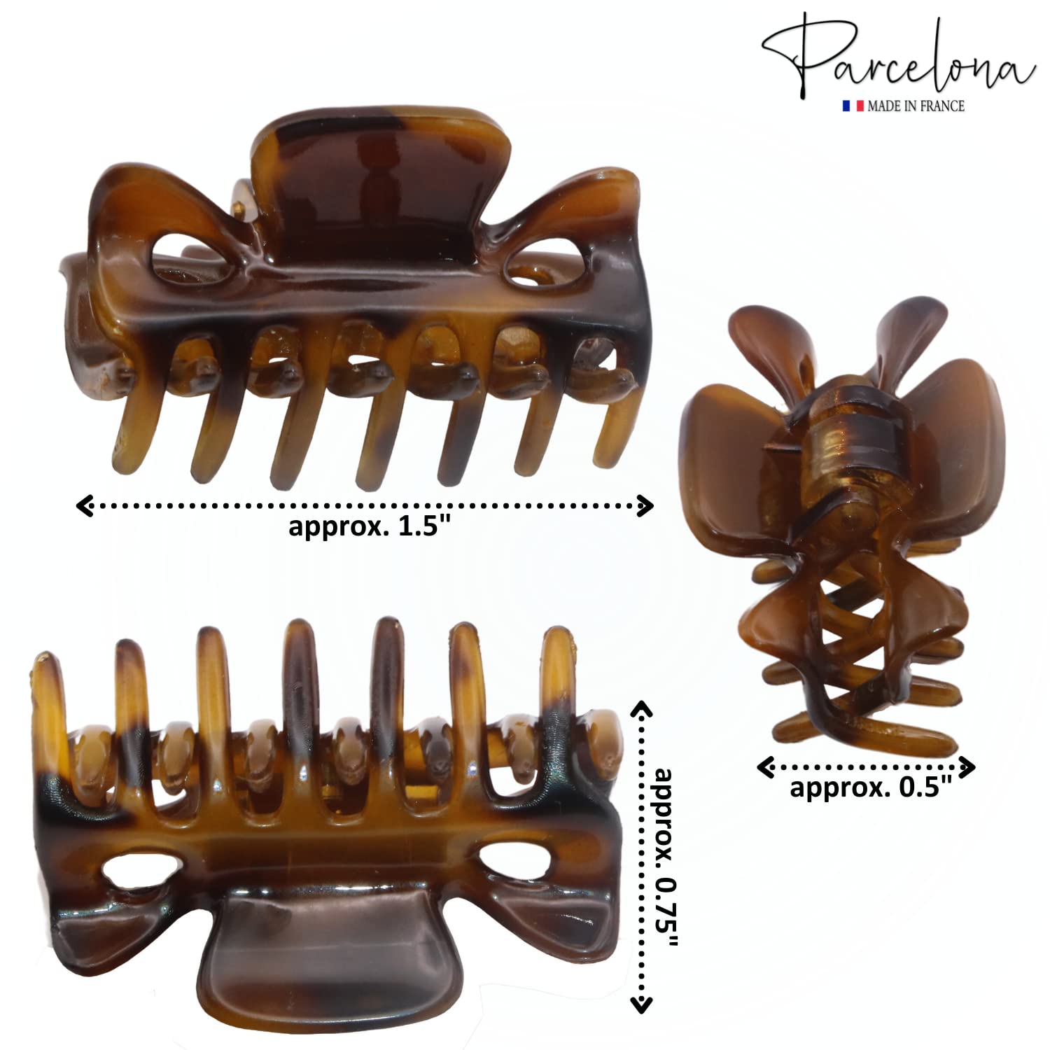 Parcelona French Classic Small 1 1/2" Cellulose Acetate Set of 2 Hair Claws