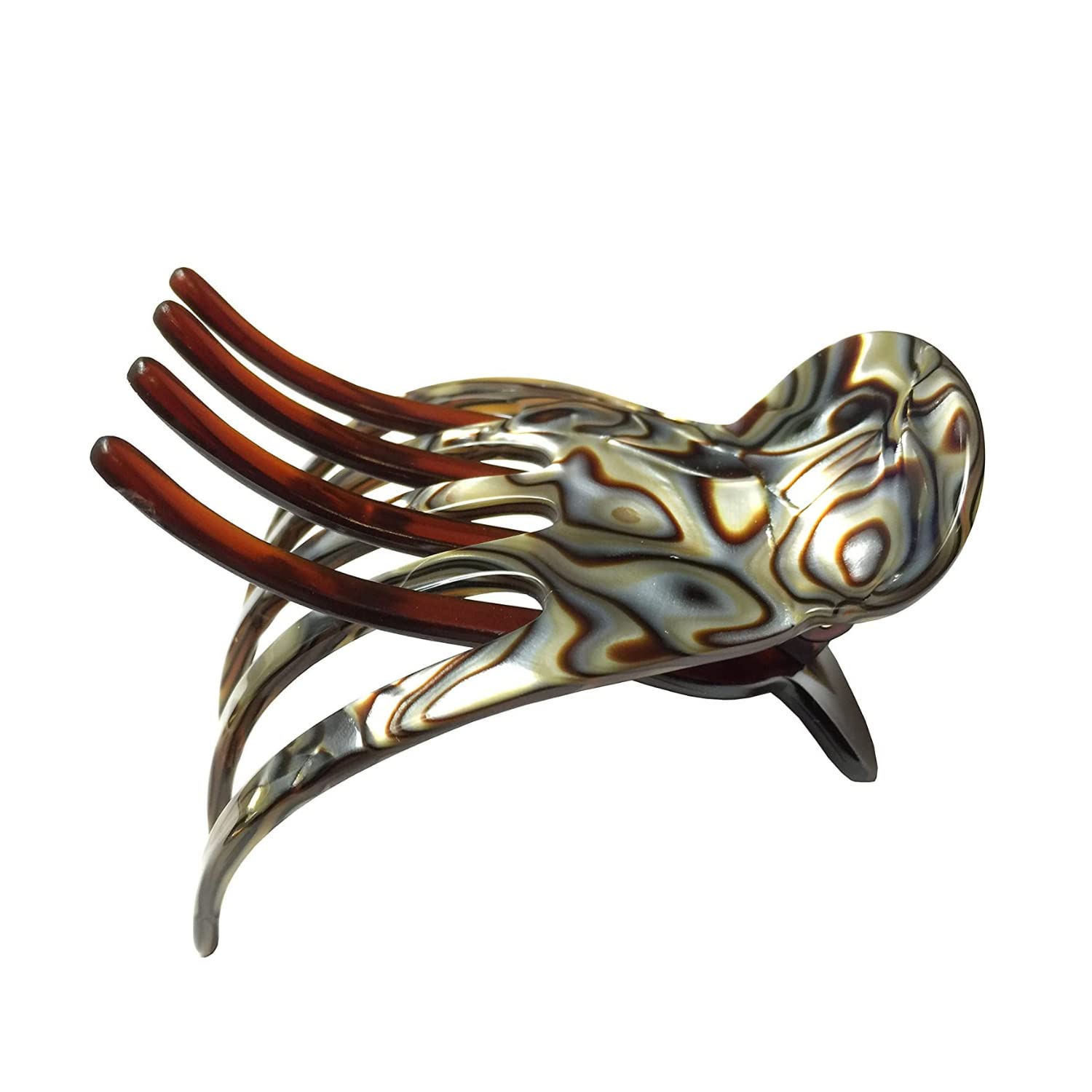 French Amie Scoop Large Celluloid Handmade Hair Side Slider Beak Jaw Claw Clip