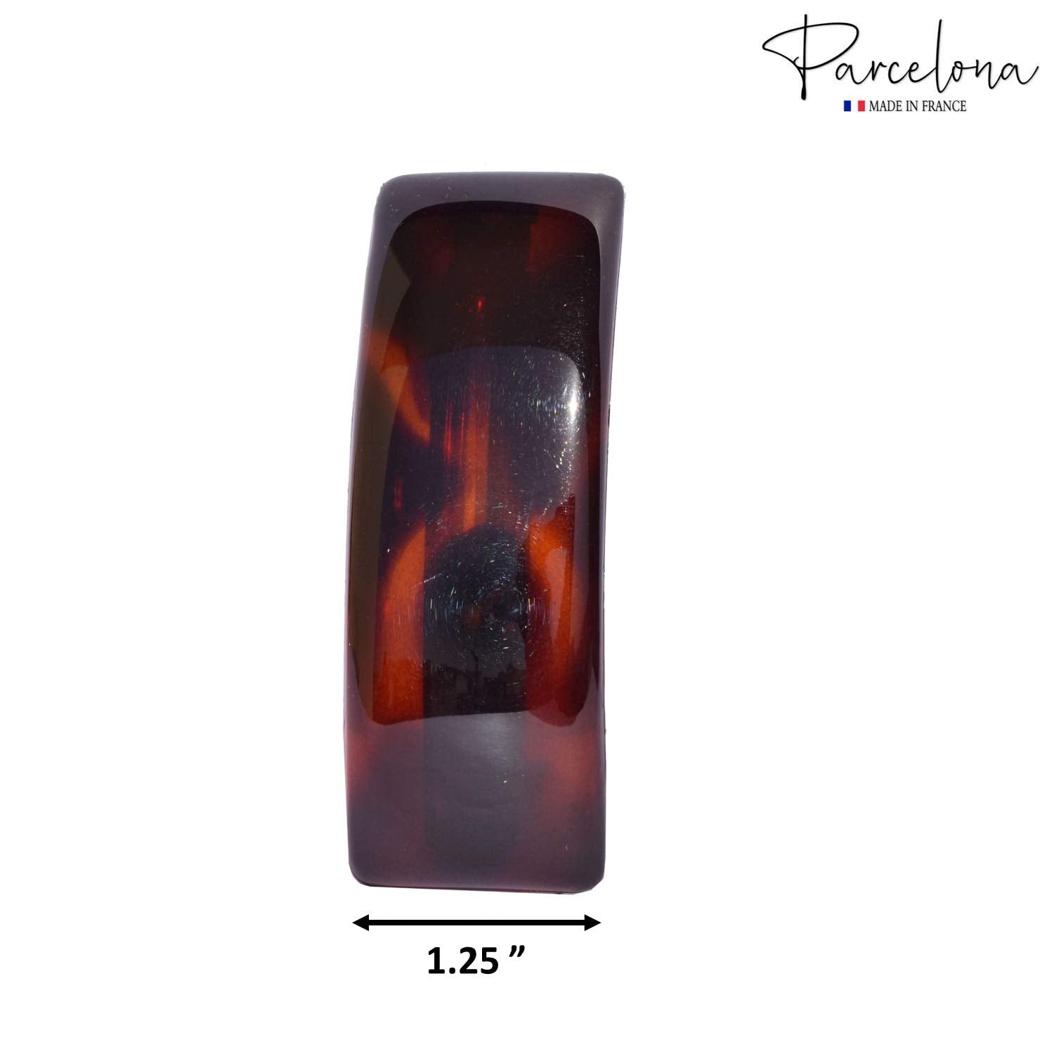 Parcelona French Rectangle Bar Brown Large 3 1/2” Cellulose Hair Clip Barrette