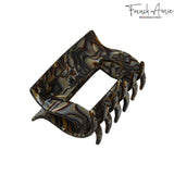 French Amie Geo Medium Onyx Silver Grey Handmade Celluloid Hair Claw Clip Clamp
