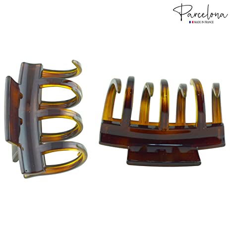 Parcelona French Jumbo Wide Medium Hair Claw Clips(Tortoise Shell Brown)