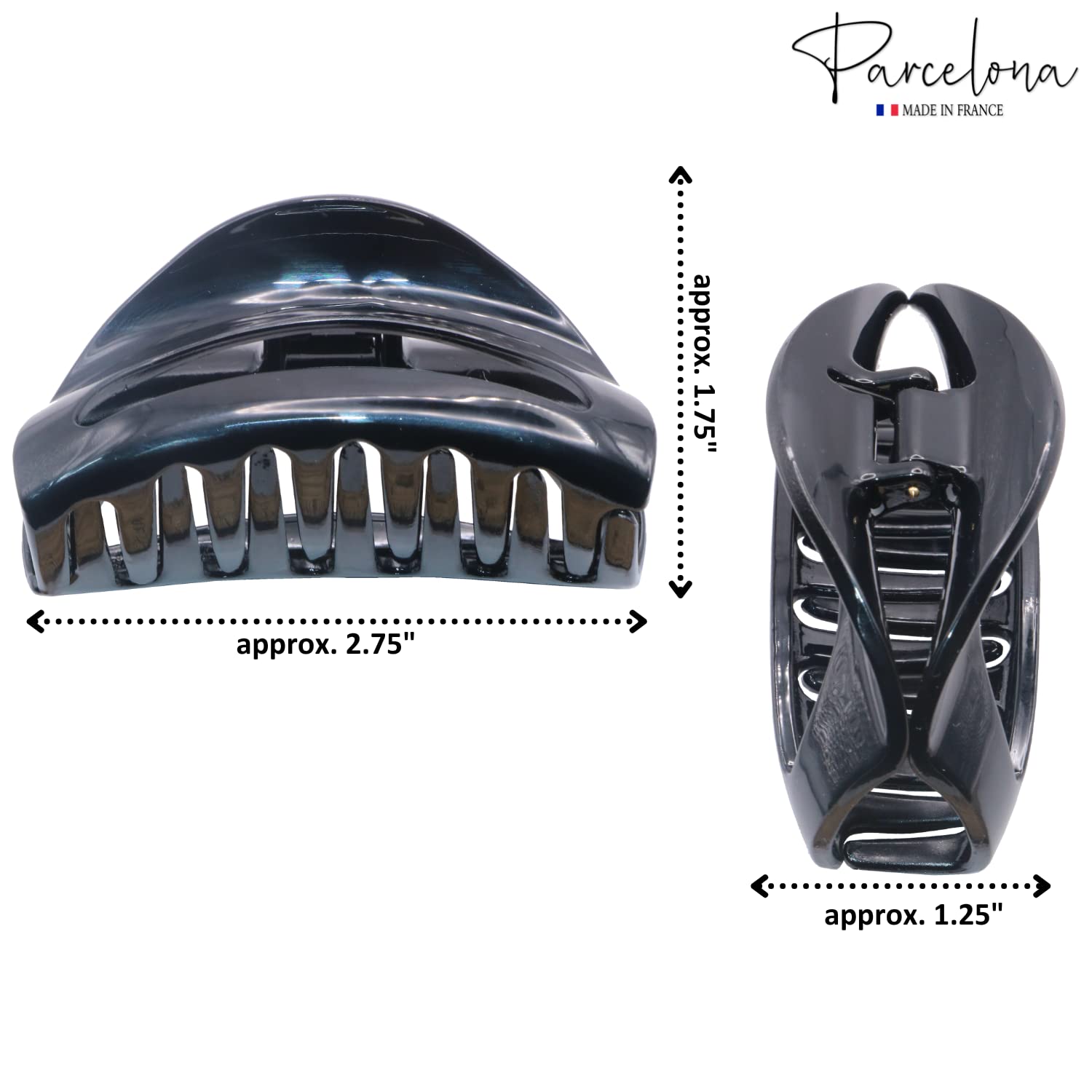 Parcelona French Vrille Cutout Black N Shell Small Cellulose Hair Claws(2 Pcs)