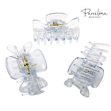 Parcelona French Classic 1.5" Small Celluloid Set of 3 Hair Claws for Women