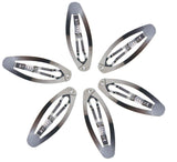 Parcelona French Ellipse Stainless Steel Medium Set of 6 Snap Clic Clac Hair Pin