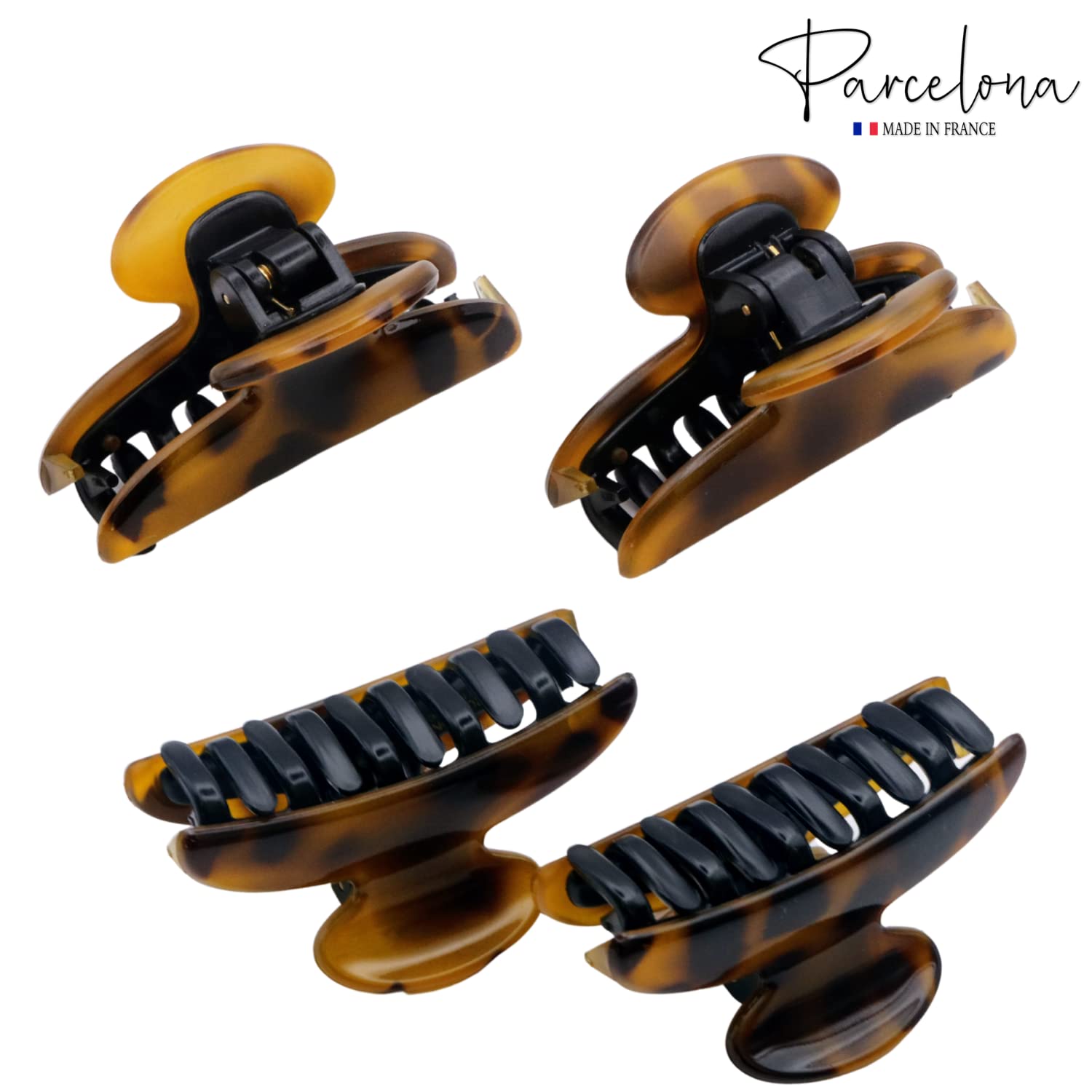 Parcelona French Glossy Oval Small 2.5" Cellulose Set of 2 Jaw Hair Claw Clips