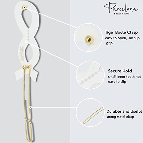 Parcelona French Infinity Ribbon Small Cellulose Hair Barrettes for Women(2 Pcs)