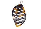 French Amie Leaf Small Tokyo & Onyx Handmade Barrette Snap on Hair Pin Clip