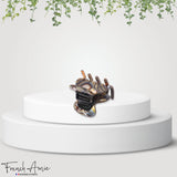 French Amie Mini Onyx Silver Grey Handmade Celluloid Jaw Hair Claw Clip