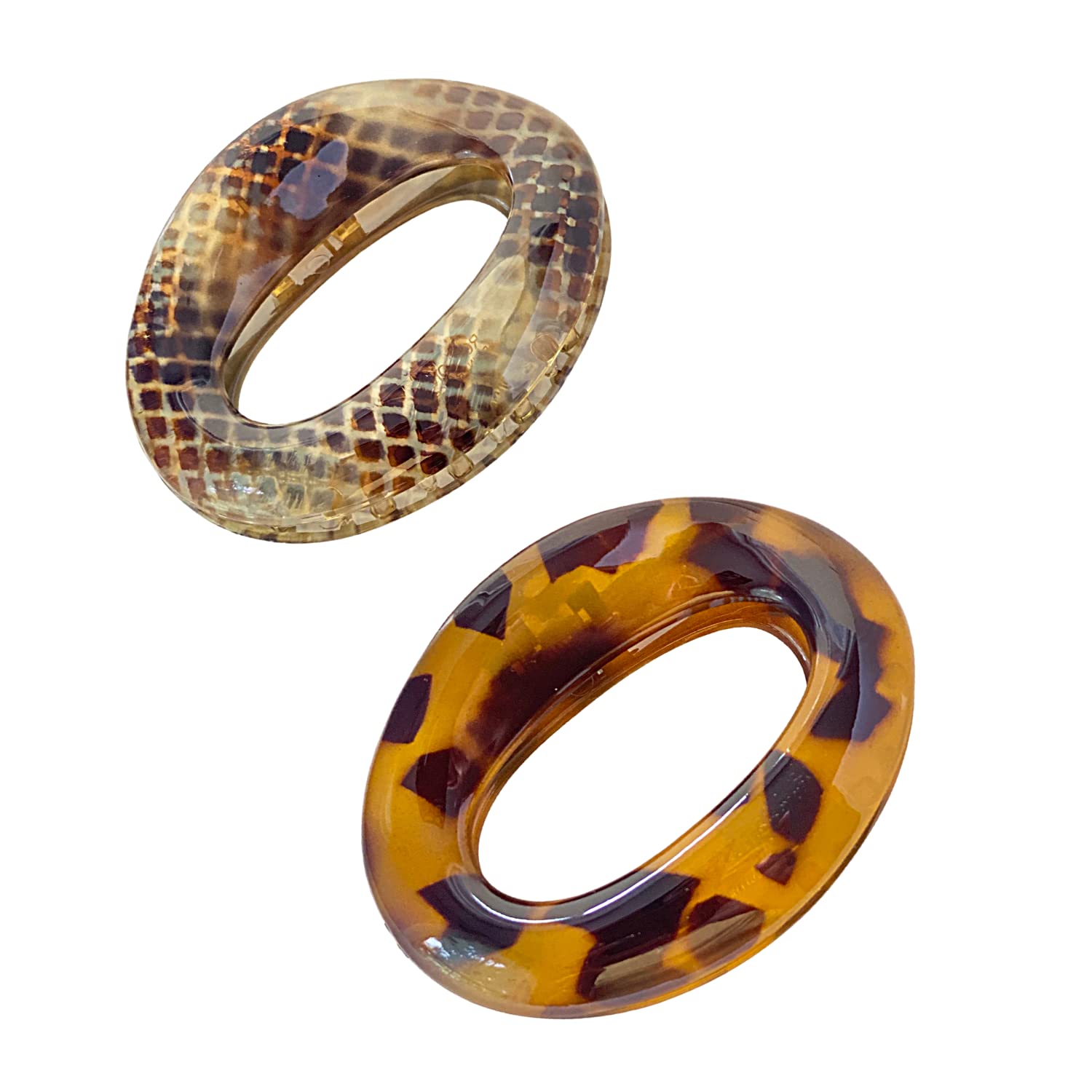 Parcelona French Flat Tube Cut out Small 2 1/2" Celluloid Set of 2 Hair Claws
