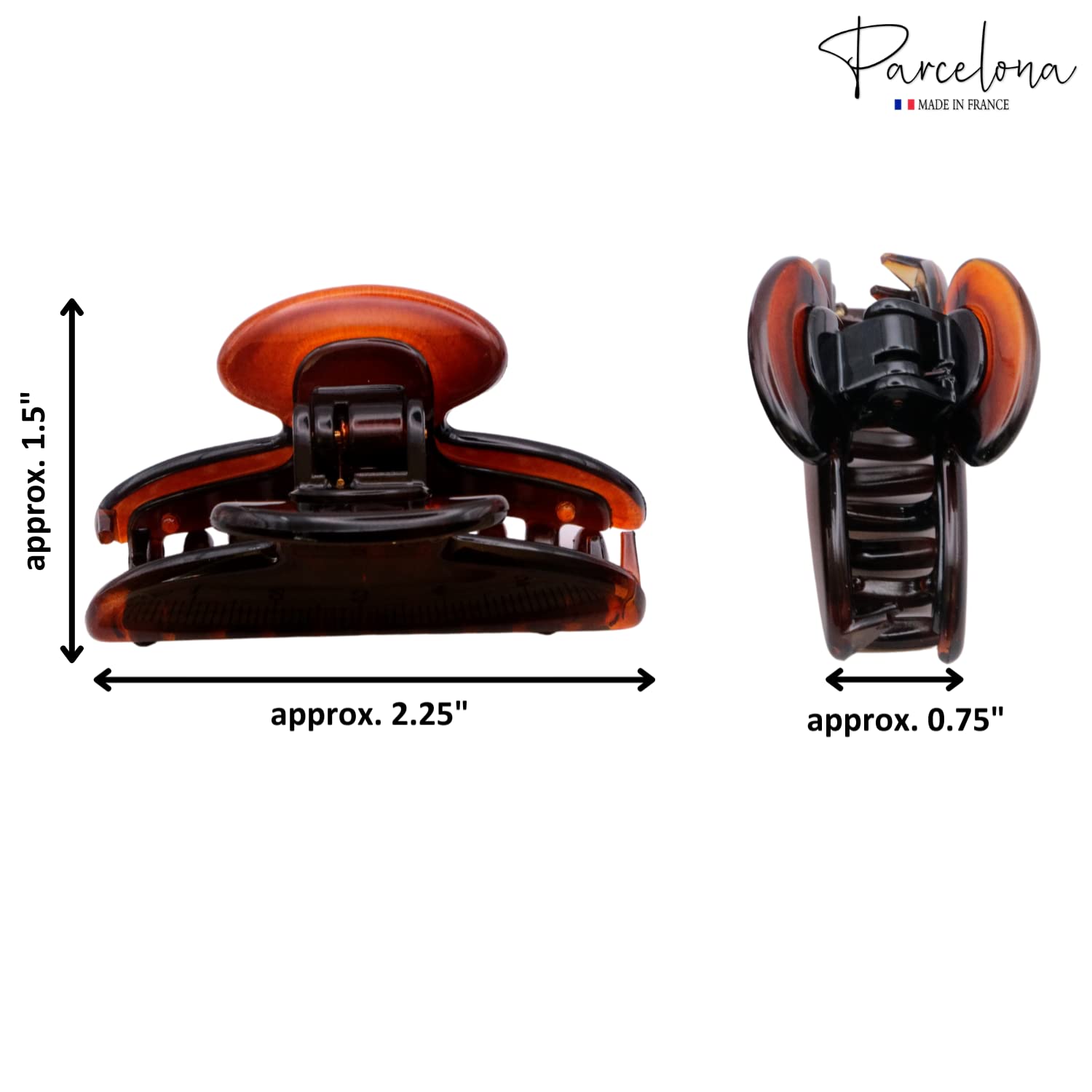 Parcelona French Glossy Oval Small 2.5" Cellulose Set of 2 Jaw Hair Claw Clips