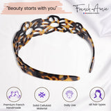French Amie Flower Wide 1 1/2" Celluloid Handmade Flexible Headbands