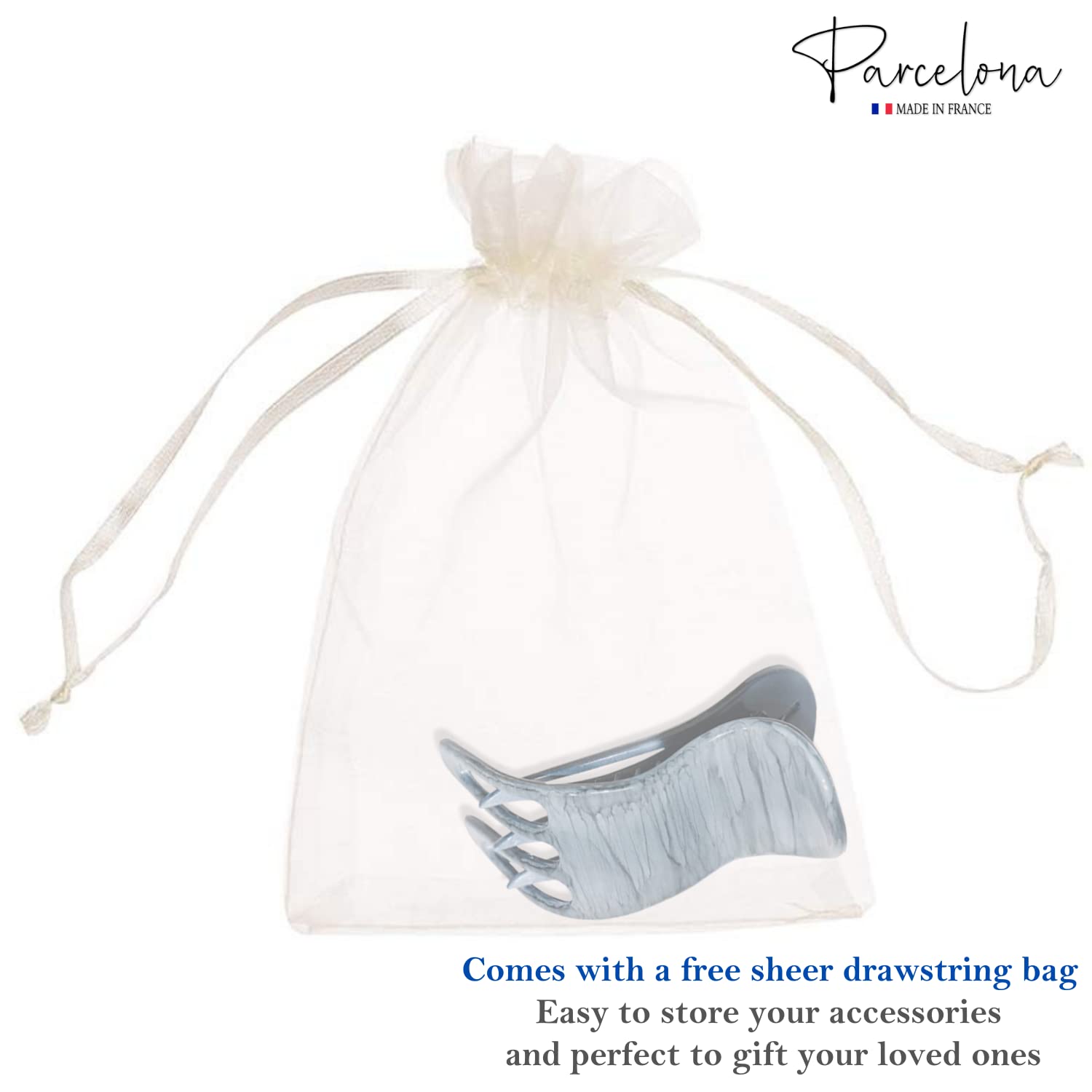 Parcelona French Simply Bear Paw Medium 3” Cellulose Hair Claw Clip for Women