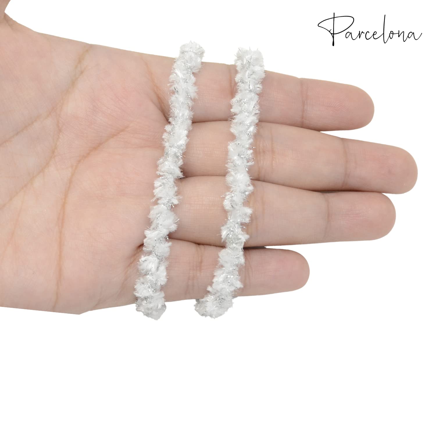 Parcelona Flexible Set of 4 Chenille Ponytail Holder Elastic Hair Ties