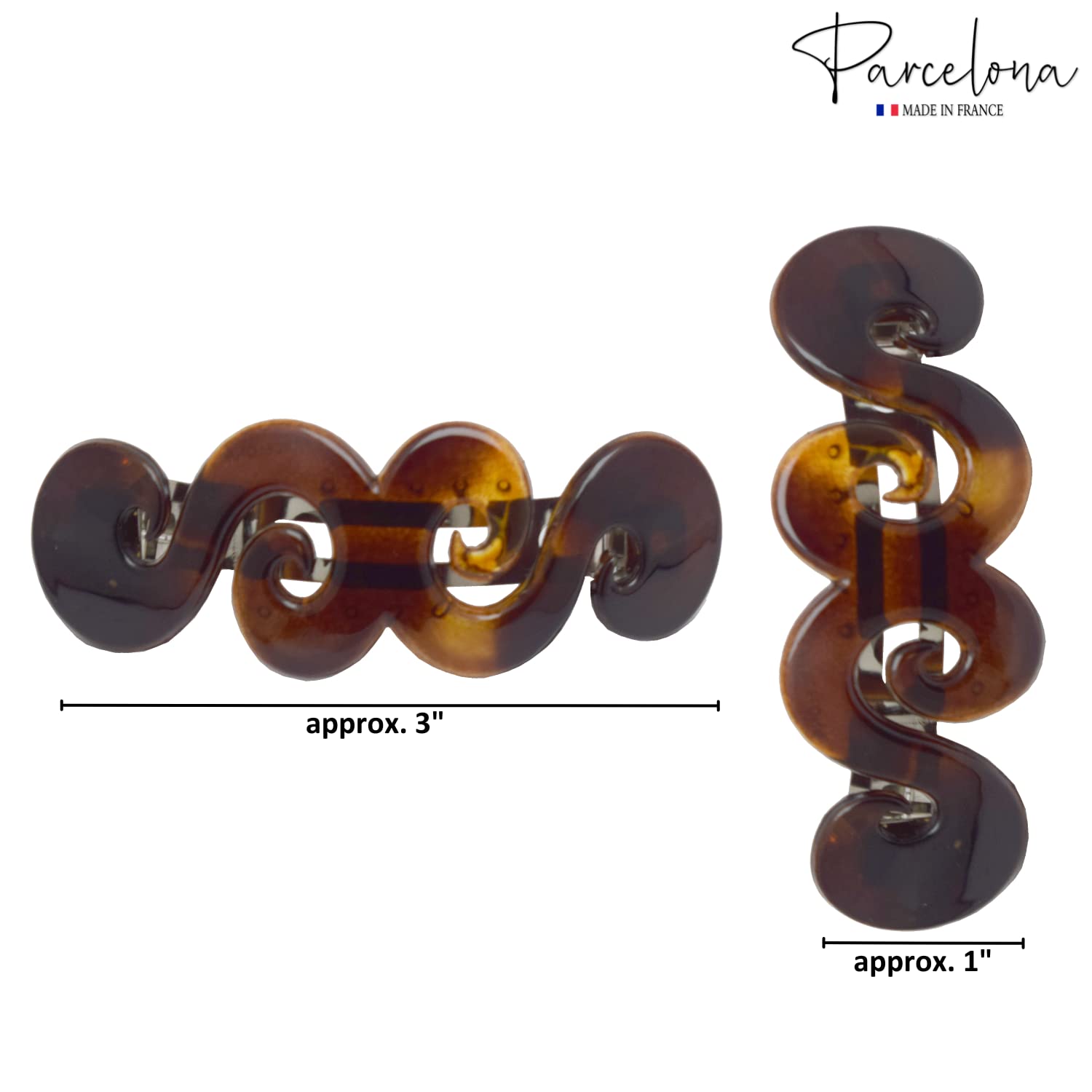 Parcelona French Swirl Medium Shell Cellulose Hair Clip Barrette 3 Inches