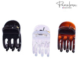 Parcelona French Classic Round Brown Clear n Black Mini 1/2” Hair Claws 6pcs