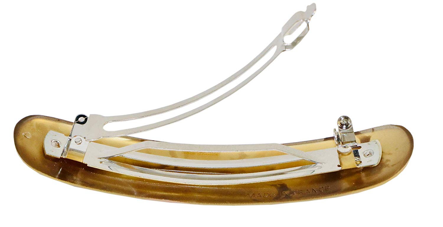 Parcelona French Golden Yellow Peach Hand Painted Cellulose Large Hair Barrette