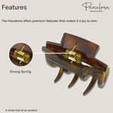 Parcelona French Jumbo Wide Medium Hair Claw Clips(Tortoise Shell Brown)