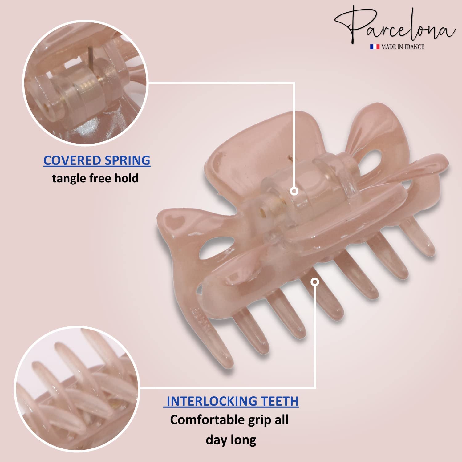 Parcelona French Classic Small 1 1/2" Cellulose Acetate Set of 2 Hair Claws