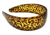Parcelona French Wide Leopard Print Mustard Yellow Flexible Celluloid Headband